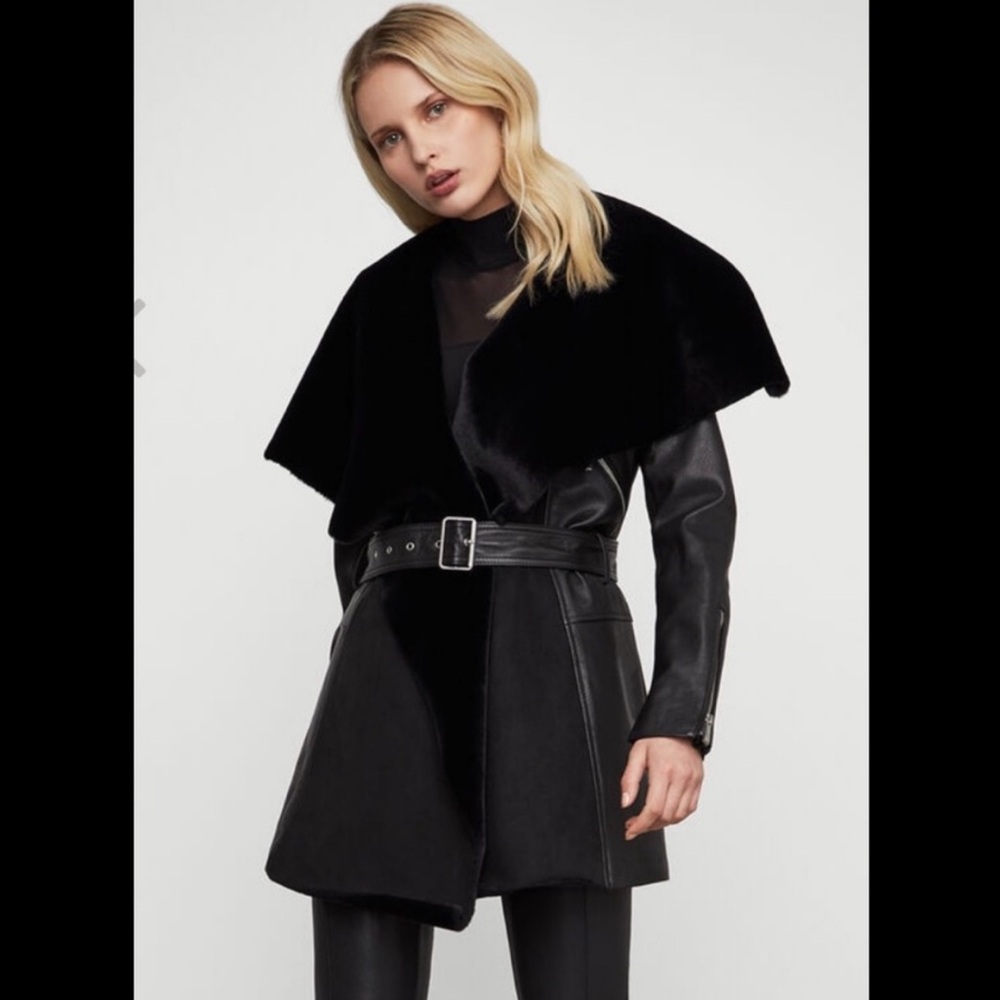 BCBGMaxAzria leather belted jacket size small